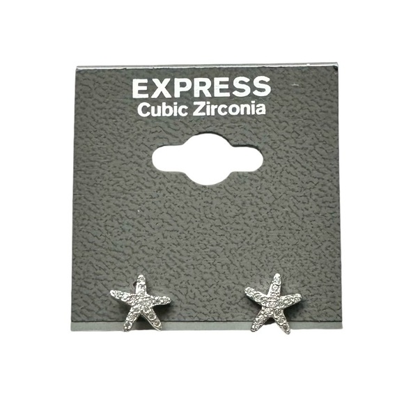 Express Silver Cubic Zirconia Starfish Stud Earrings - Picture 6 of 6